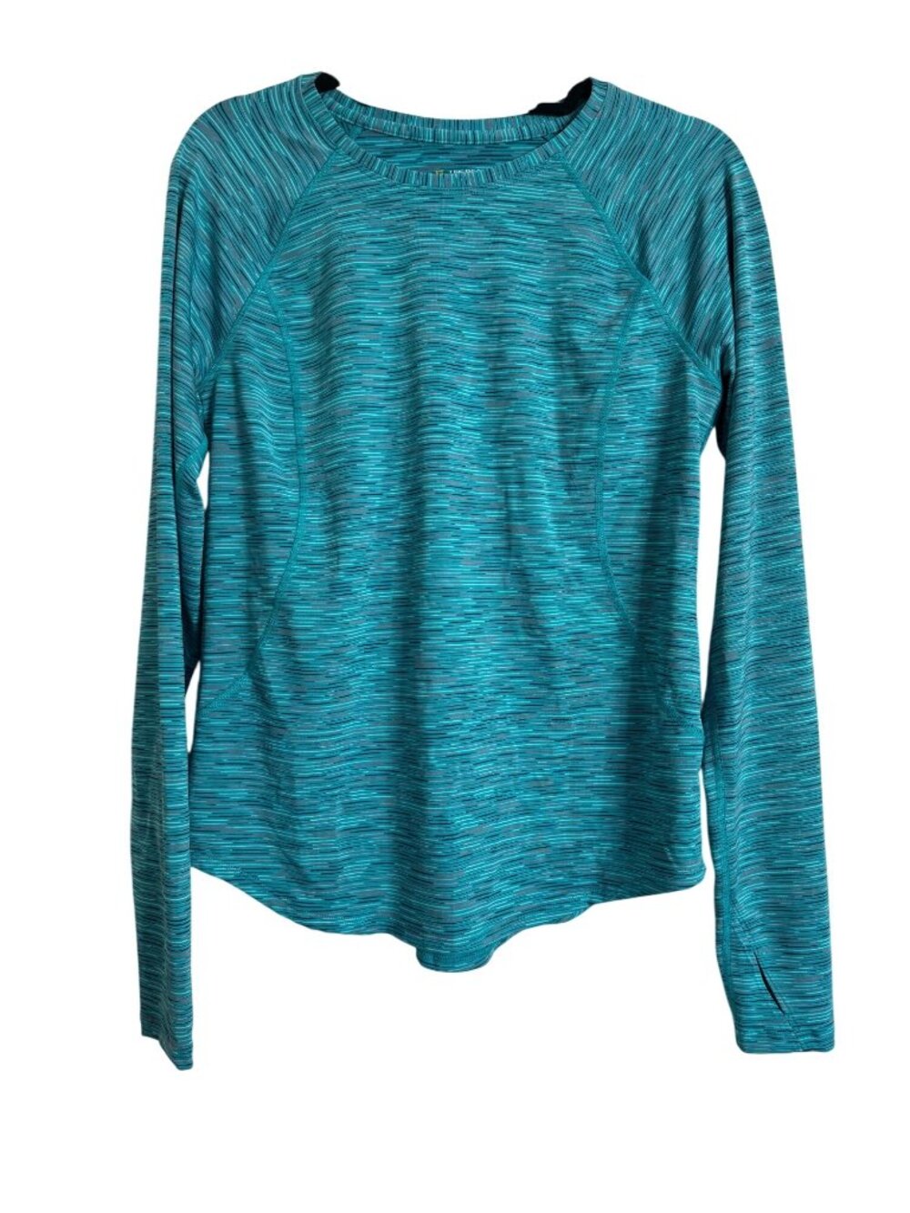 TEK Gear Drytek Stretchy Size Medium Striped Green Tee EUC Activewear